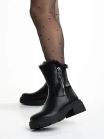 Pallie fekete női bakancs, műbőrből készült