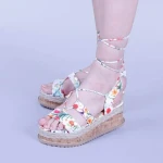 Afina fehér virágos női szandál