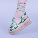 Afina zöld virágos női szandál