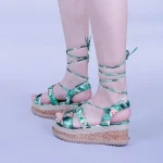 Afina zöld virágos női szandál