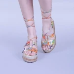 Afina narancssárga virágos női szandál