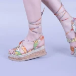 Afina narancssárga virágos női szandál