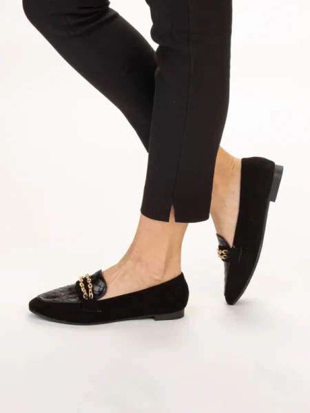 Evette fekete női mokaszin