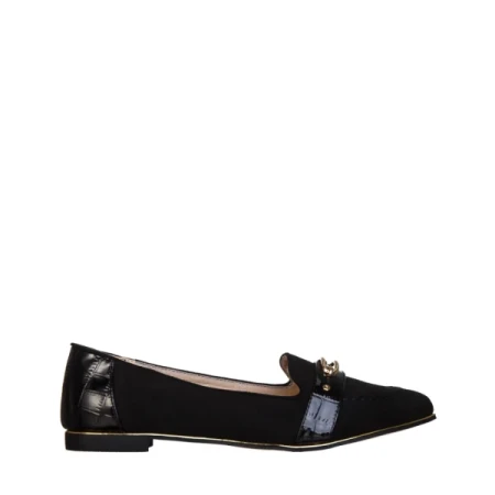 Norah fekete, textil anyagból készült női mokaszin