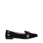 Norah fekete, textil anyagból készült női mokaszin