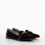 Norah fekete, textil anyagból készült női mokaszin