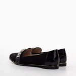 Norah fekete, textil anyagból készült női mokaszin