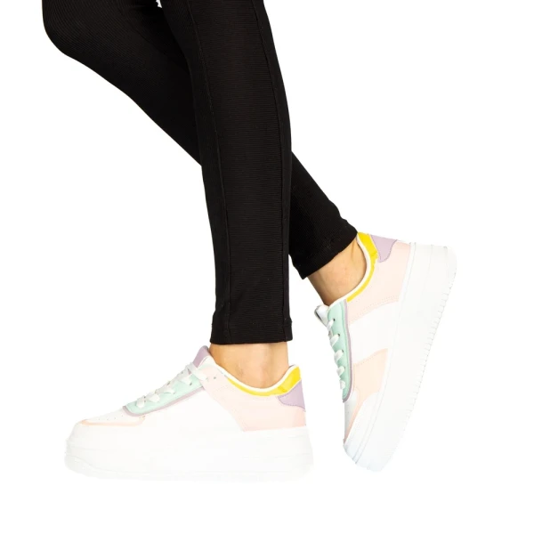 Biona fehér és rózsaszín női sportcipő