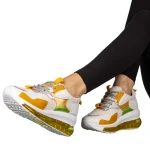 Sárga női sportcipő műbőrből és szövetből Tursa