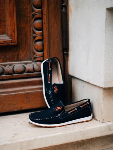 Sambe férfi fekete mokaszin  műbőrből