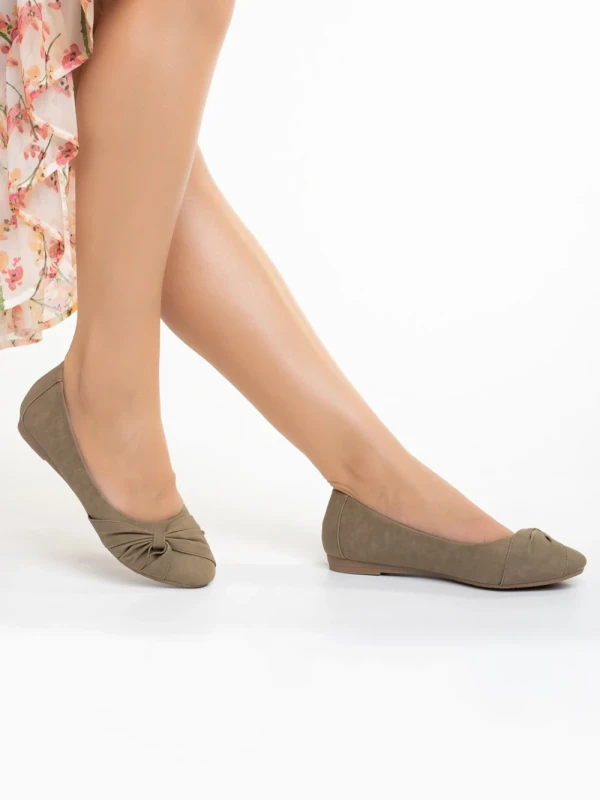 Lerina női khaki színű ökobőr balettlapok