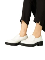 Pertina fehér női mokaszin  műbőrből