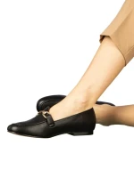 Dineb fekete női mokaszin műbőrből