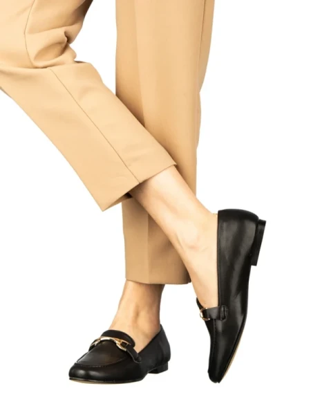 Dineb fekete női mokaszin műbőrből