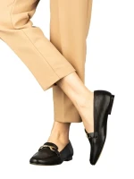 Dineb fekete női mokaszin műbőrből