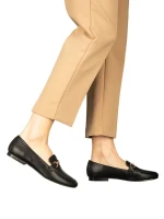 Dineb fekete női mokaszin műbőrből