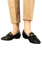 Dineb fekete női mokaszin műbőrből