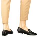 Dineb fekete női mokaszin műbőrből