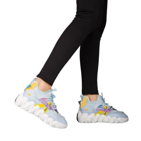 Gingero kék női sportcipő műbőrből és szövetből