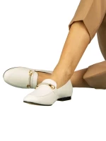 Namari női fehér mokaszin műbőrből