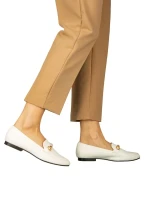 Namari női fehér mokaszin műbőrből