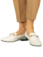 Namari női fehér mokaszin műbőrből