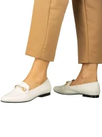 Namari női fehér mokaszin műbőrből