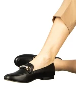 Namari női fekete mokaszin műbőrből