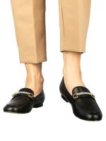 Namari női fekete mokaszin műbőrből