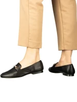 Namari női fekete mokaszin műbőrből