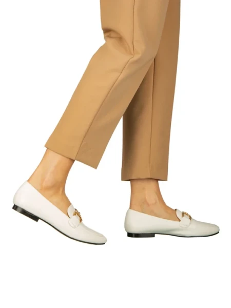 Hucci női fehér mokaszinok műbőrből