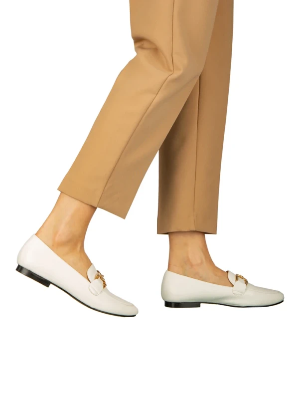 Hucci női fehér mokaszinok műbőrből