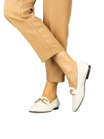 Hucci női fehér mokaszinok műbőrből