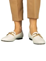 Hucci női fehér mokaszinok műbőrből