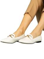 Hucci női fehér mokaszinok műbőrből