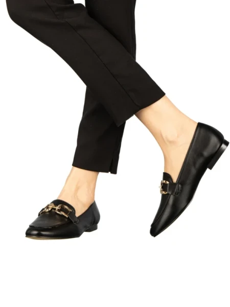 Hucci női fekete mokaszinok műbőrből