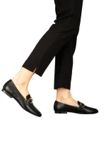 Hucci női fekete mokaszinok műbőrből