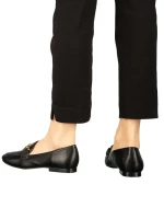 Hucci női fekete mokaszinok műbőrből