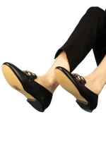 Hucci női fekete mokaszinok műbőrből