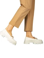 Mantiq női fehér mokaszin műbőrből