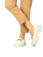 Mantiq női fehér mokaszin műbőrből