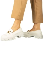 Mantiq női fehér mokaszin műbőrből