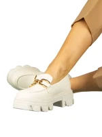 Mantiq női fehér mokaszin műbőrből