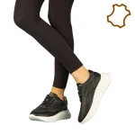 Zevoma női alkalmi fekete bőr cipő