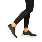 Zevoma női alkalmi fekete bőr cipő