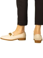 Belgium bézs színű bőrből női mokaszin