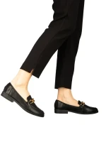 Belgium fekete színű bőrből női mokaszin