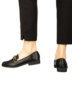 Belgium fekete színű bőrből női mokaszin