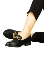 Belgium fekete színű bőrből női mokaszin