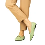 Dineb zöld női mokaszin műbőrből